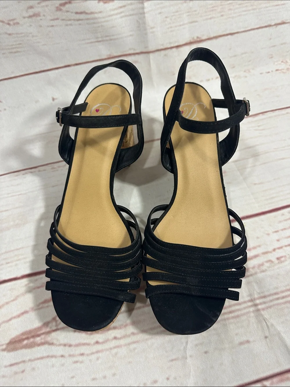 Black Cork Platform Sandals with Ankle Strap
